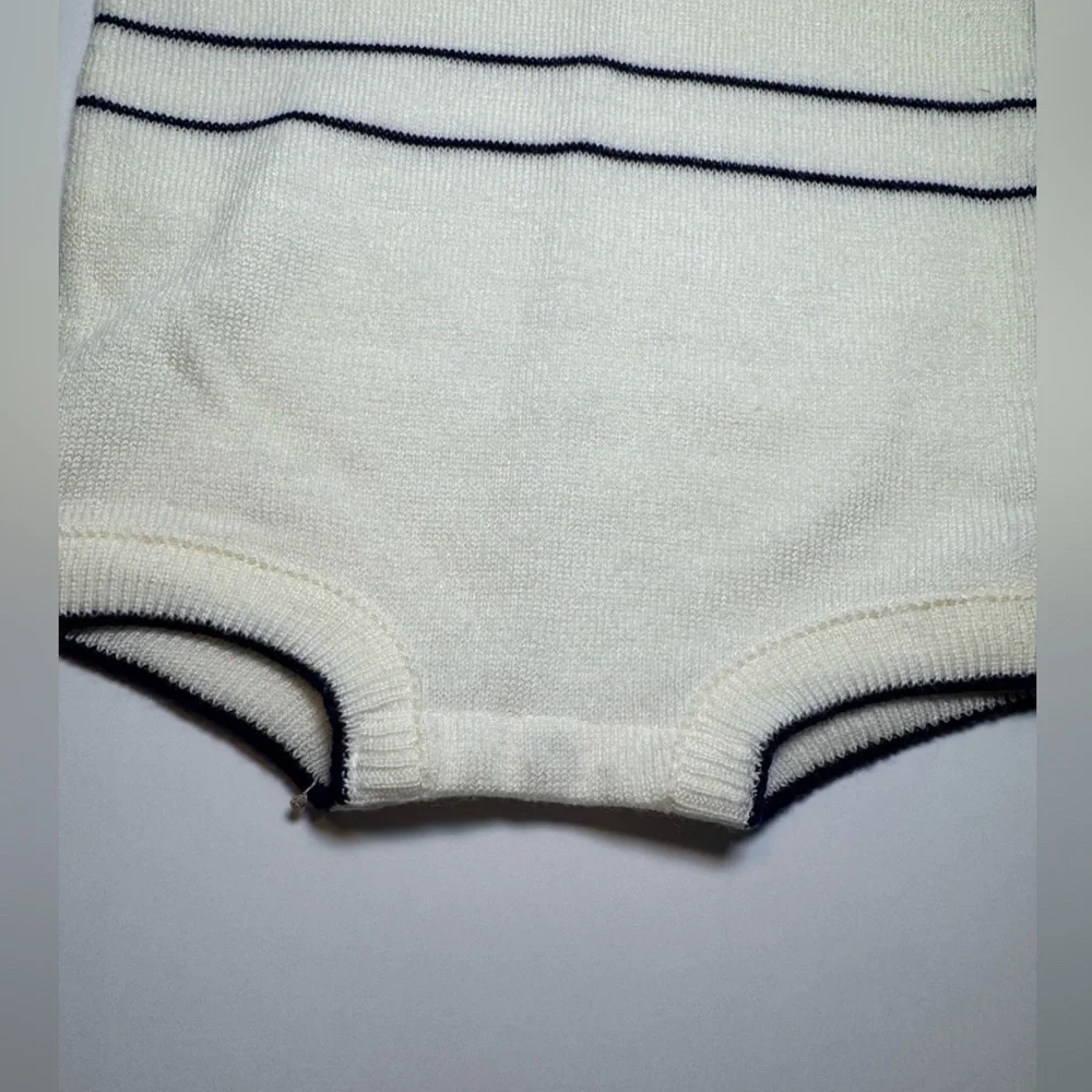 Vintage White Collared Romper Size 6-9M